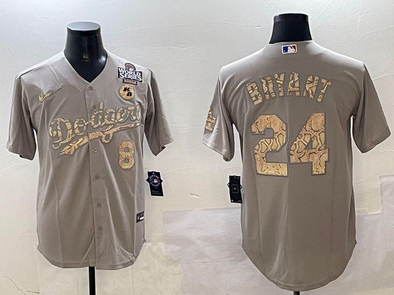 Men Los Angeles Dodgers #24 Bryant Grey Fashion Game 2025 Nike MLB Jersey style 3063